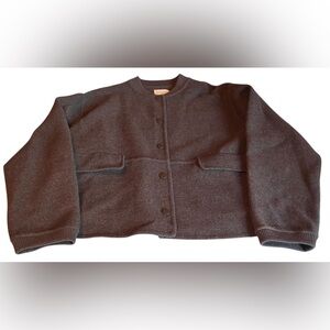 Sezane Charcoal Gray Snap-Front Bomber Jacket